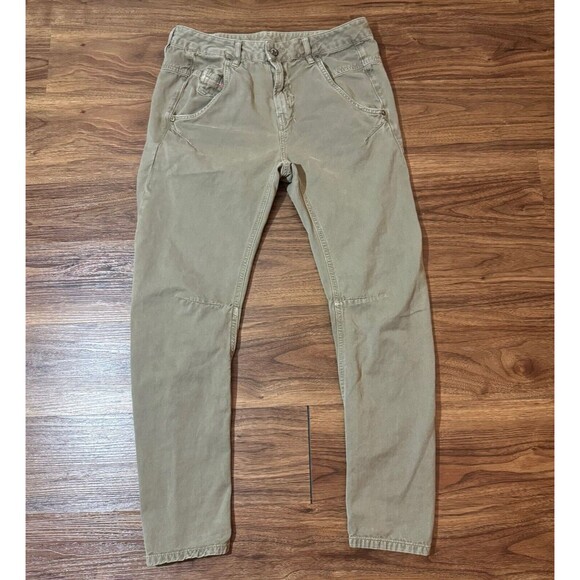Diesel Womens Fayza Relaxed Boyfriend Low Waist Jogg Jeans Sz W27 Tapered Khaki